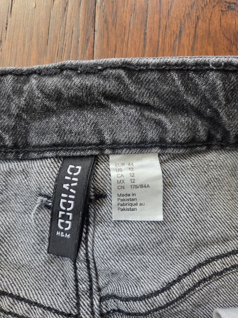 H&M Black Washed Denim Skirt with Front Slit Size 12 - Picture 6 of 6